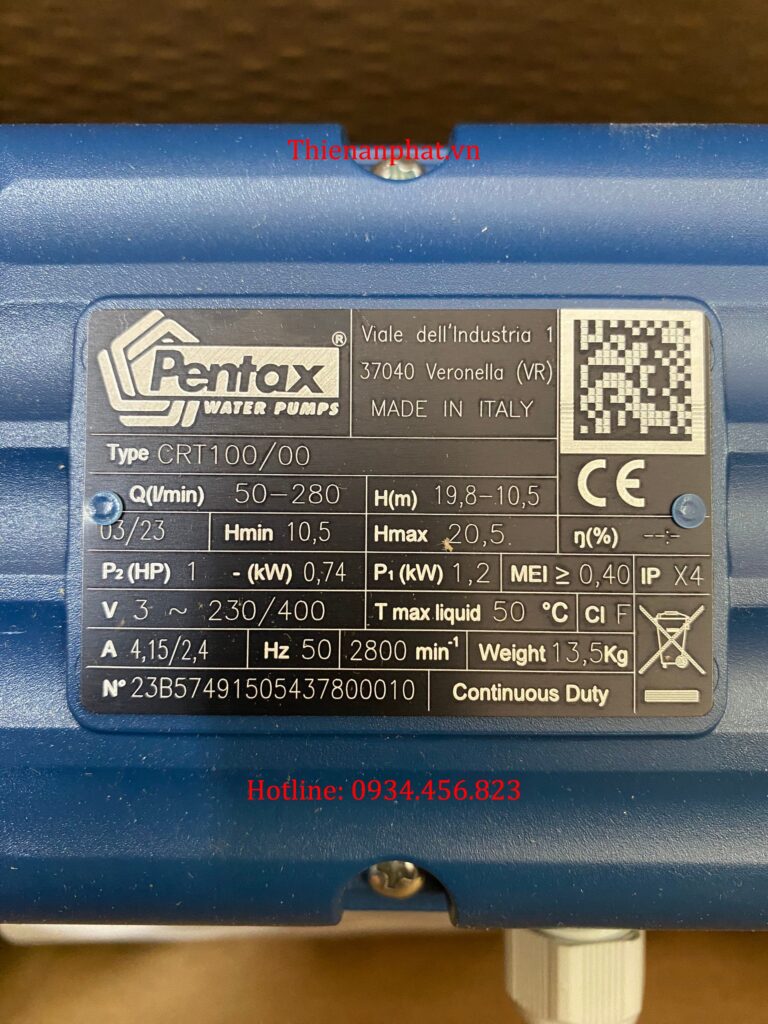 Máy bơm nước ly tâm Pentax CRT100